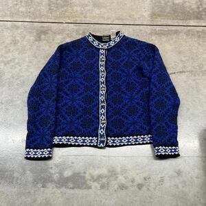 vintage l.l. bean button down navy and white knit sweater size xs WOMENS